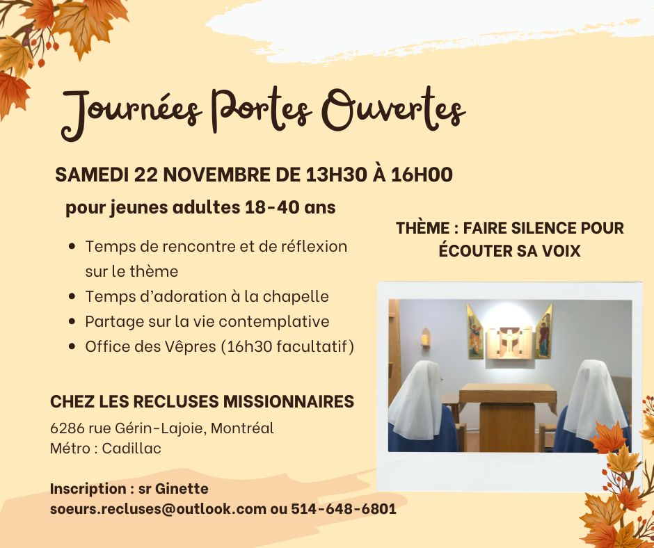 Portes Ouvertes chez les Recluses Missionnaires